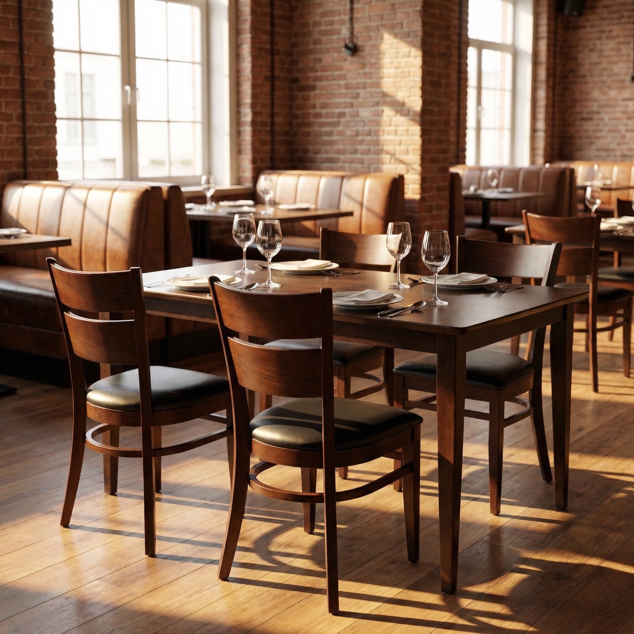 1+4 set sedie ristorante Grace 120x75cm in vero legno tavoli bistrot hotel