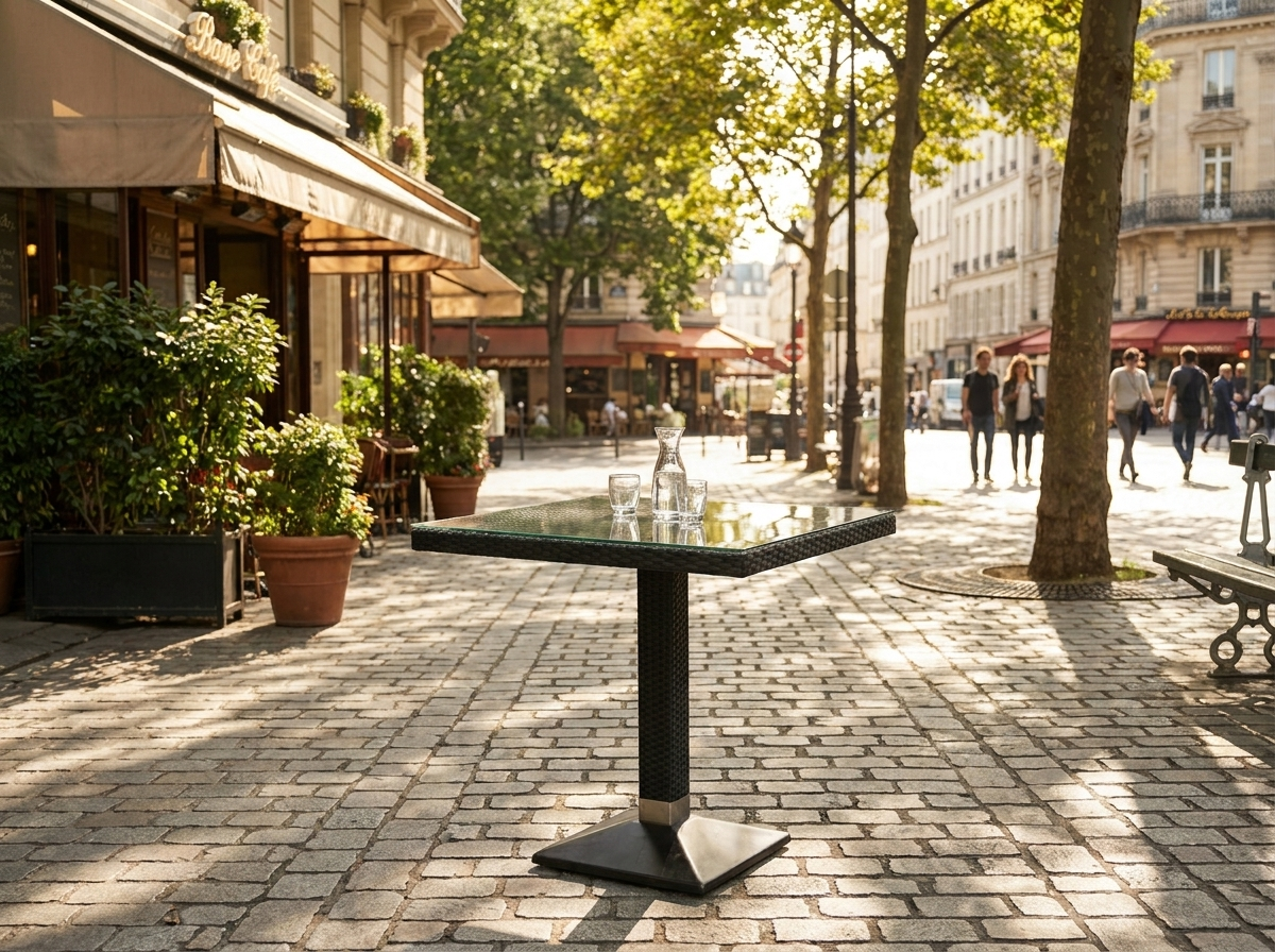 Tavolo Verona 70x70cm in polyrattan marrone scuro