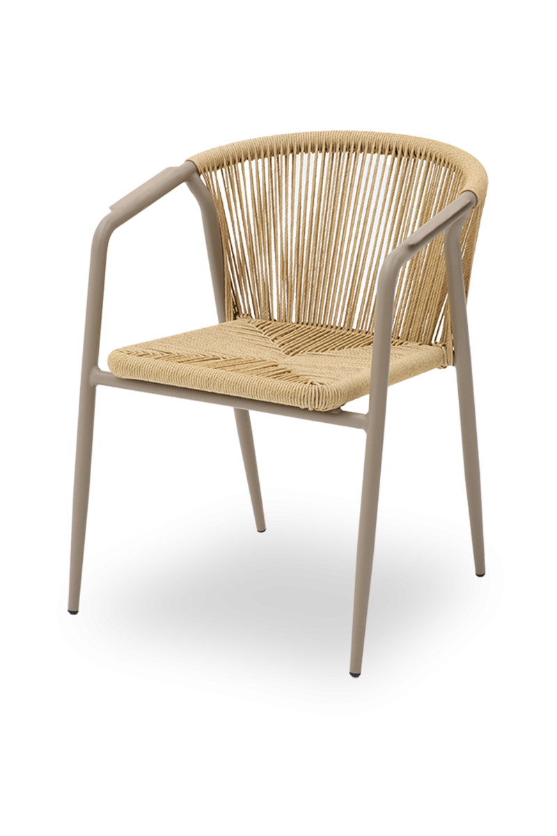 Technorattan Stuhl Treviso Beige mit Armlehne-ING10883