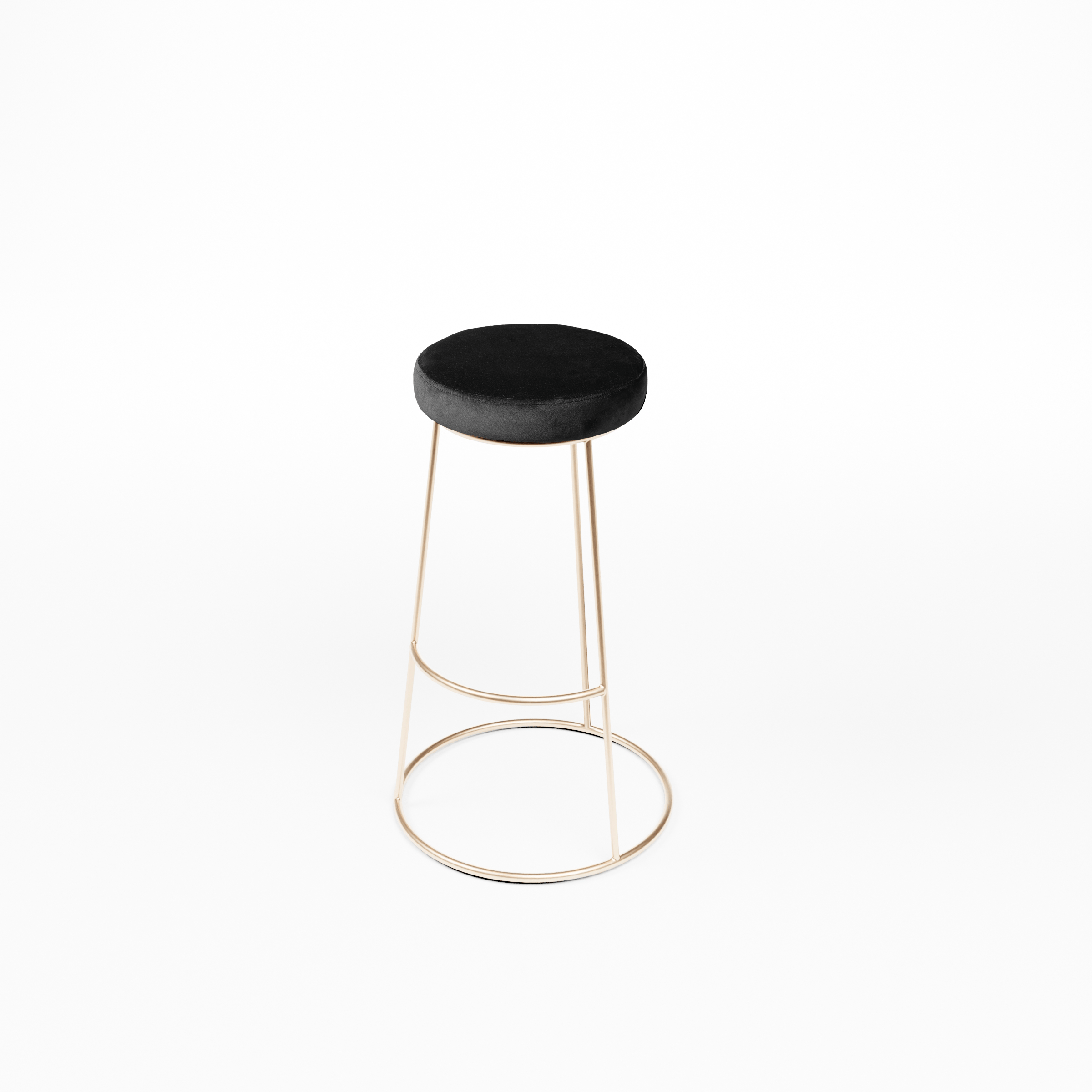 Barhocker Iconic Rose Gold mit Sitzpolster Samt Schwarz