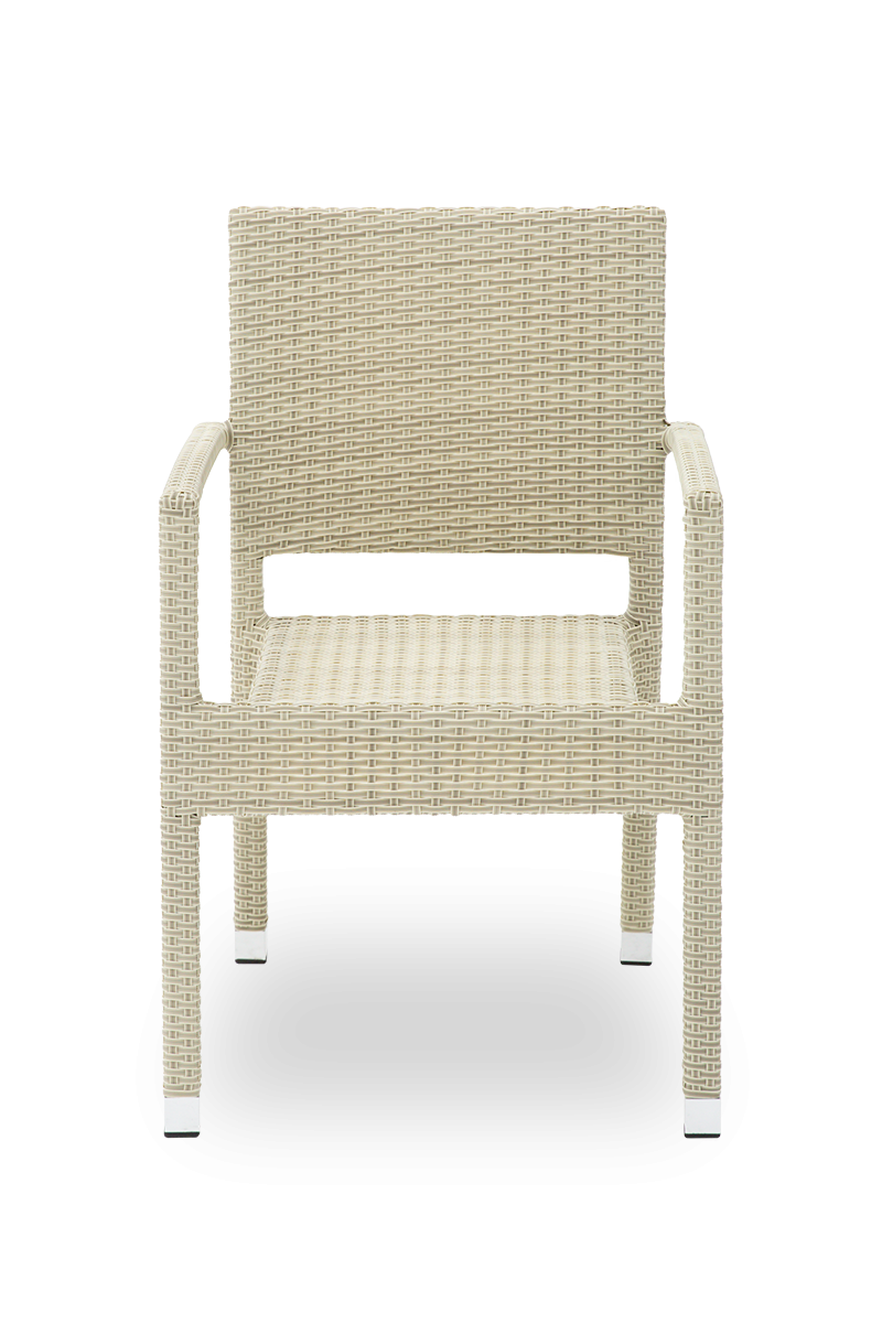 Polyrattan Stuhl Venedig Beige mit Armlehne-SW10257