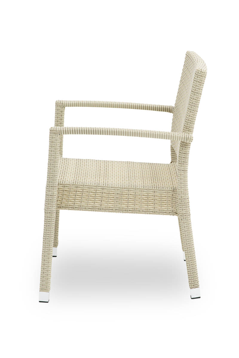 Polyrattan Stuhl Venedig Beige mit Armlehne-SW10257