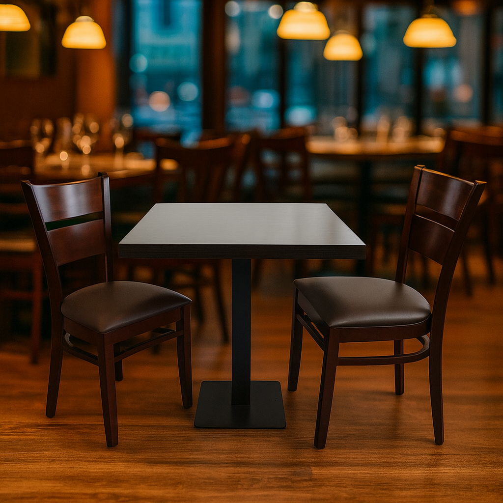 1+2 Set ristorante 70x60x3,6cm Grace Hotel Tavolo Bistro Gambe Sedie Mobili Gastronomia