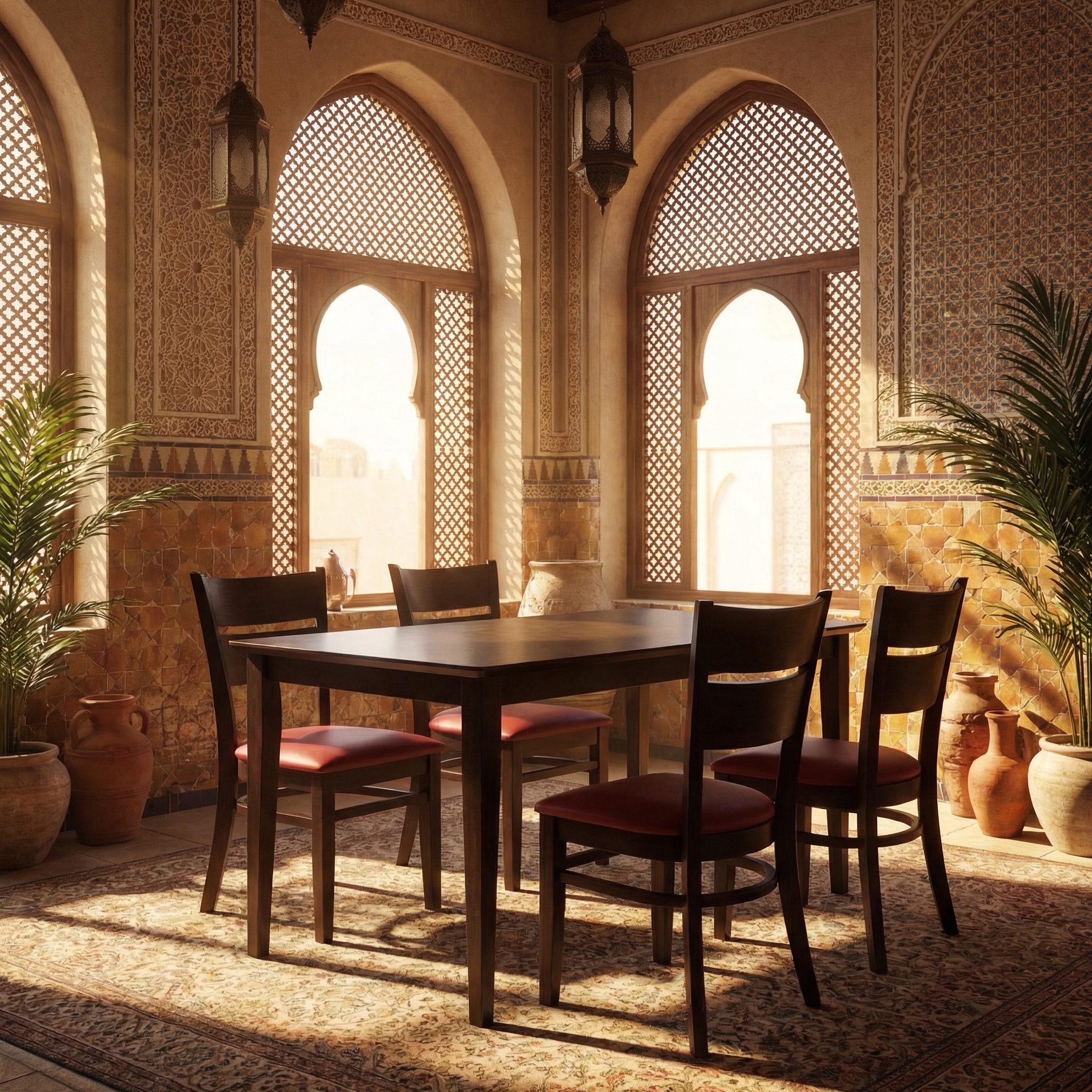 1+4 set sedie ristorante Grace 120x75cm in vero legno tavoli bistrot hotel