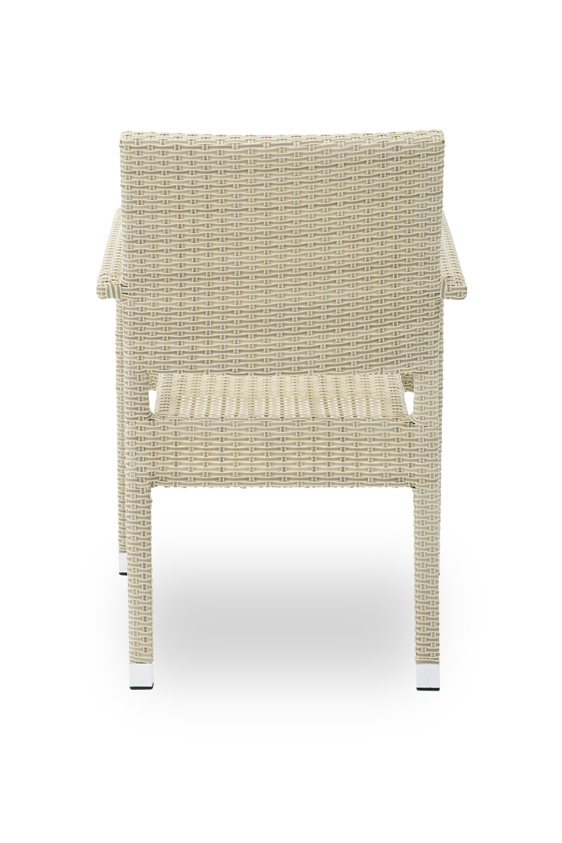 Polyrattan Stuhl Venedig Beige mit Armlehne-SW10257