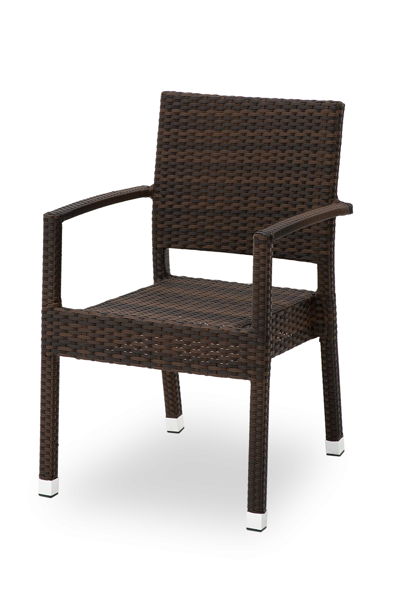 Sedia in polyrattan marrone Venezia con braccioli