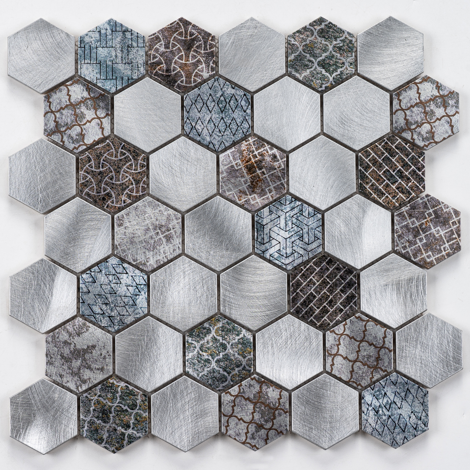 Aluminum Mosaikfliesen Marseille Silber 298x298x8mm