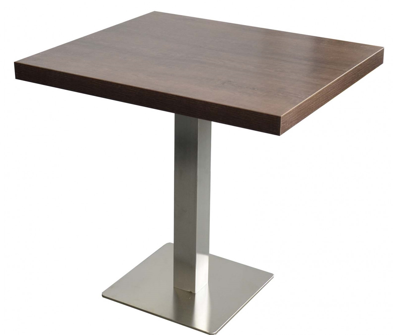 Restaurant Bistro Tisch 50x50x3,6cm Palermo Walnuss Braun Tischbein Silber