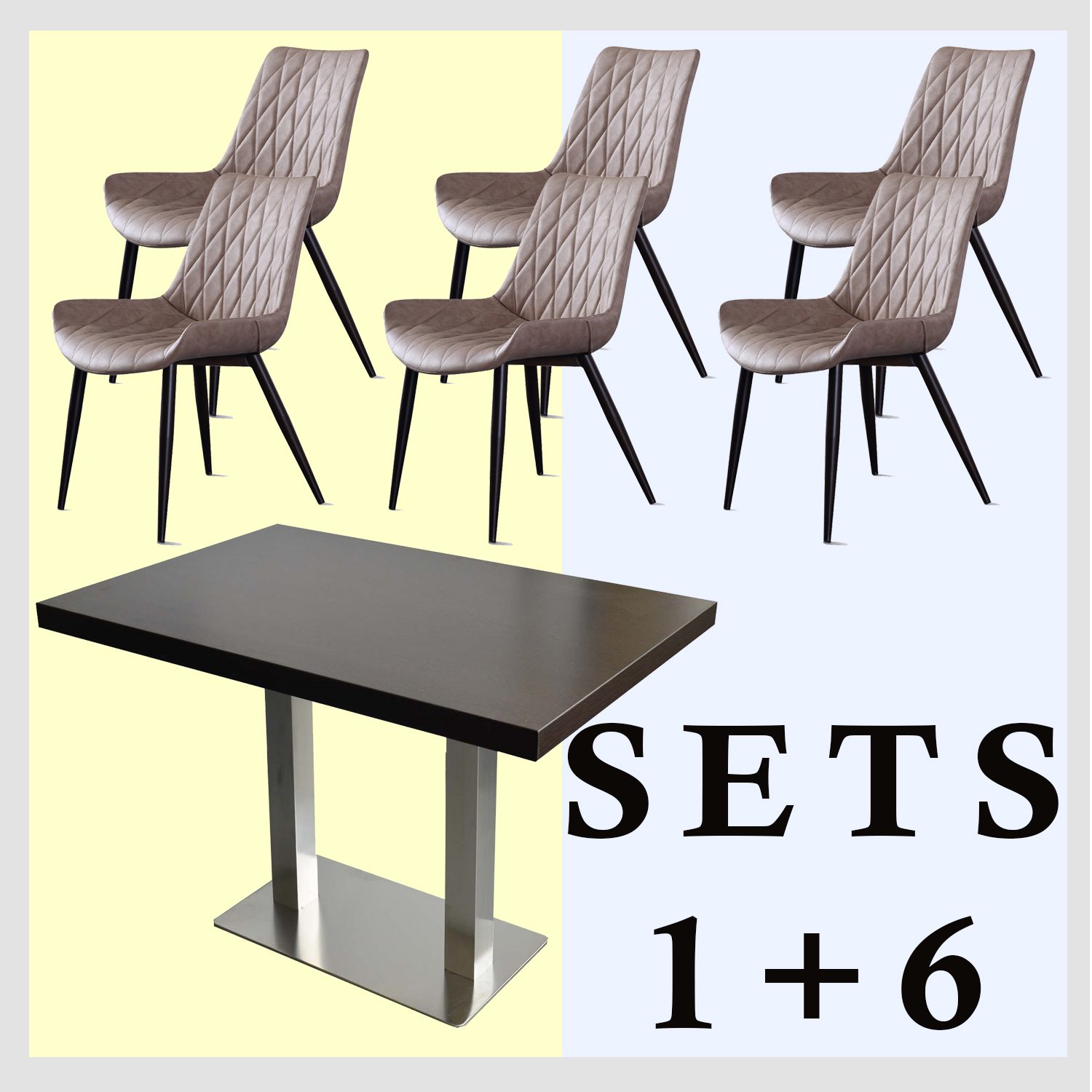 1+6 set 150x80cm Scarlatto Marrone chiaro Sedie da ristorante Tavolo da hotel
