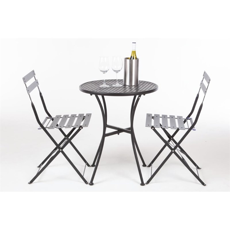 Outdoor Bistro Tisch Set Schwarz Stahl - Fero Stühle klappbar