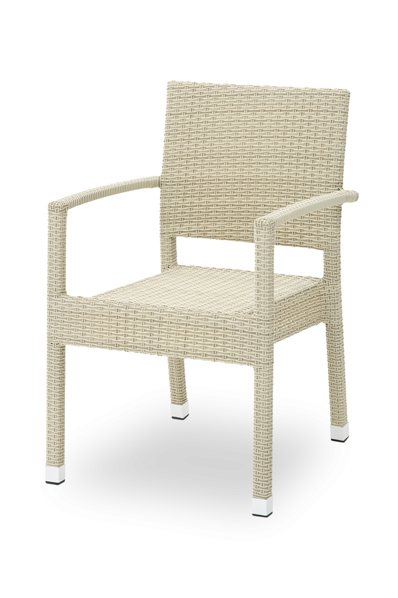 Polyrattan Stuhl Venedig Beige mit Armlehne-SW10257