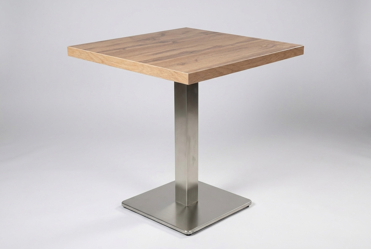 Tavolo ristorante bistrot 50x50cm Andora rovere tavolo ospiti gamba argento