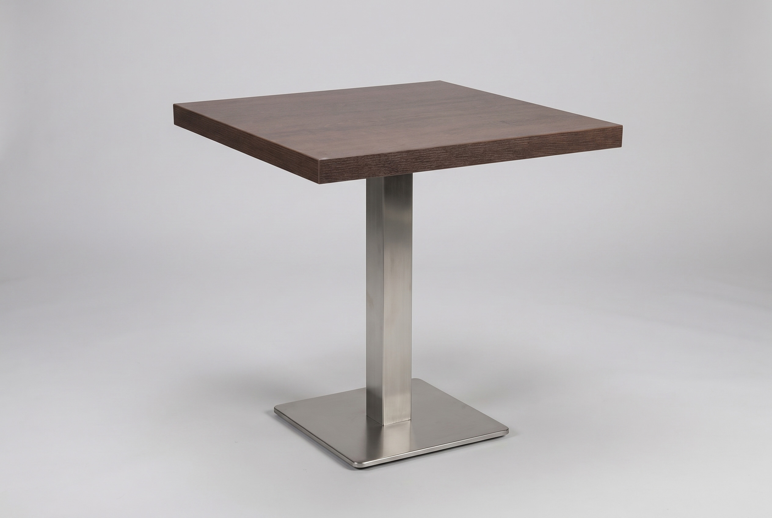 Restaurant Bistro Tisch 50x50x3,6cm Palermo Walnuss Braun Tischbein Silber