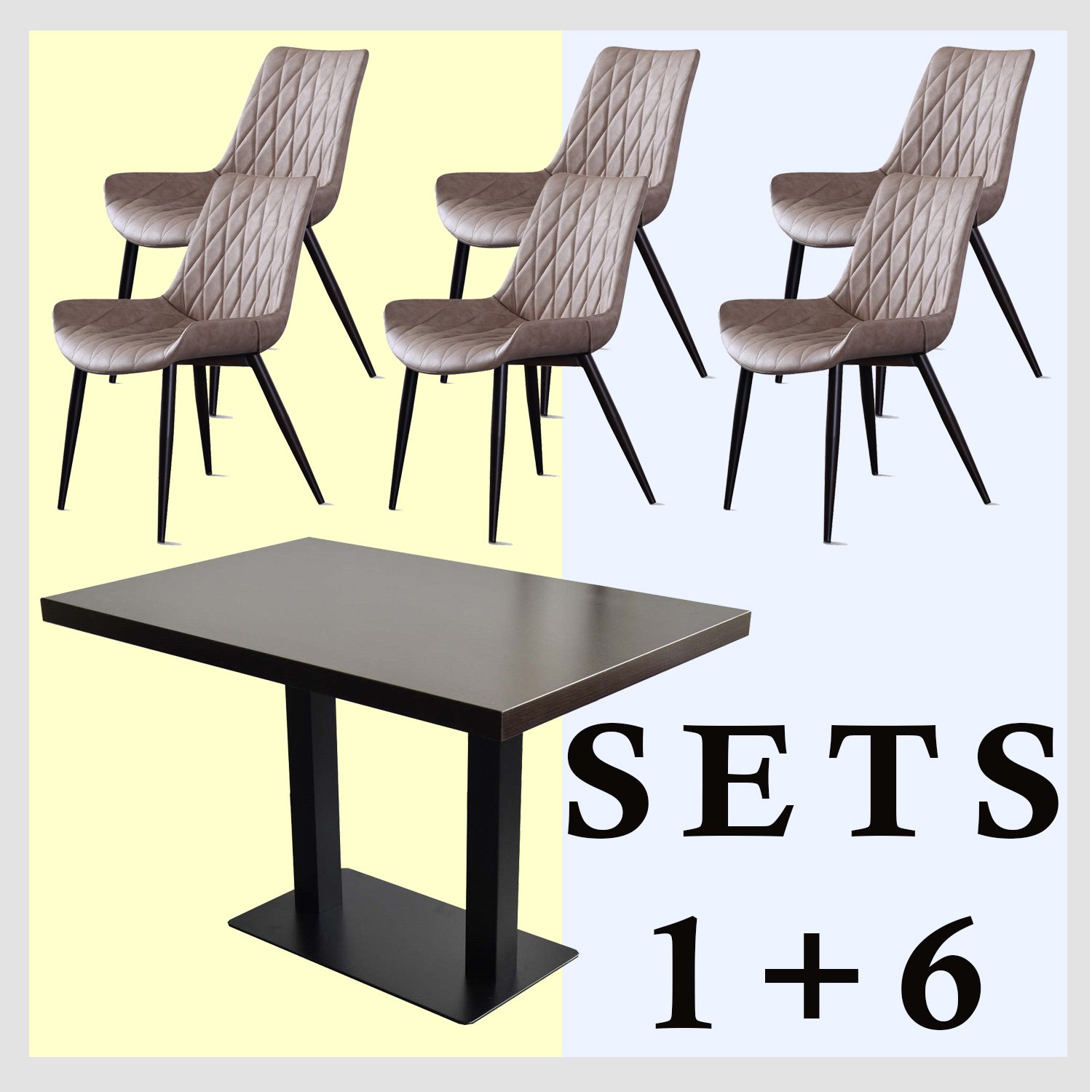 1+6 set 150x80cm Scarlatto Marrone chiaro Sedie da ristorante Tavolo da hotel
